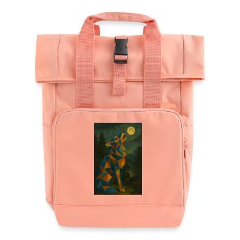Wolf heult Mond an - Rolltop Rucksack mit zwei Griffen - Chintzrosa - Vorne