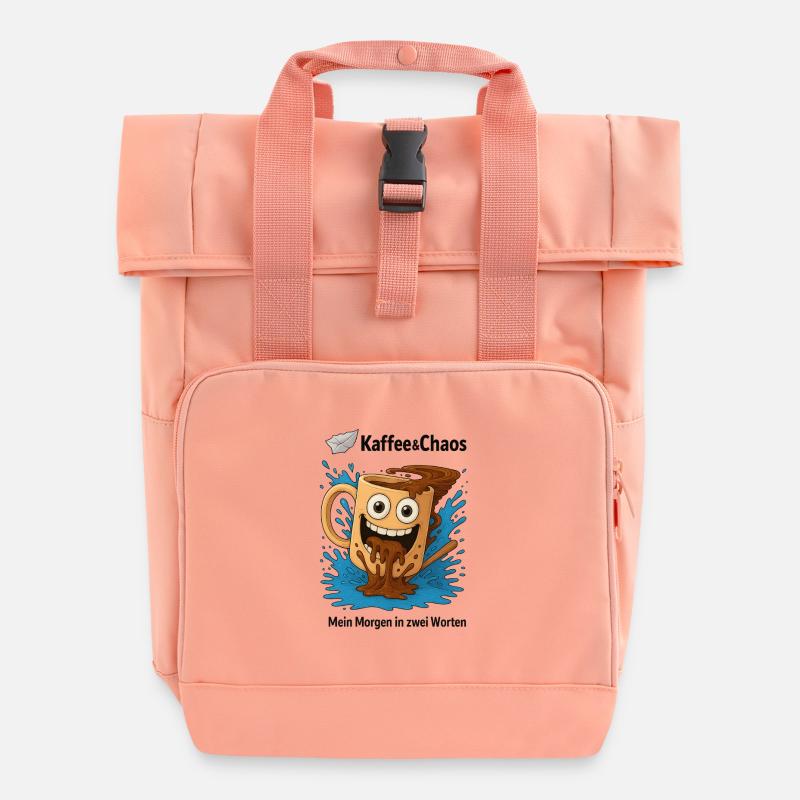 Coffee & Chaos - Roll Top Backpack with Two Handles - chintz rose