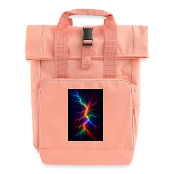 Rainbow Lightning Storm - Roll Top Backpack with Two Handles - chintz rose - Front