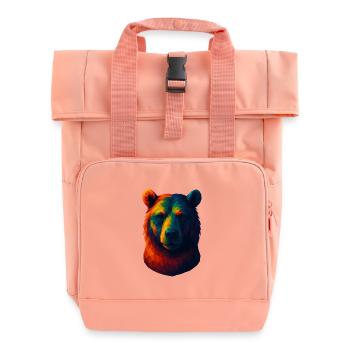 WPAP Stil Tiere - Grizzlybär Porträt - Rolltop Rucksack mit zwei Griffen - Chintzrosa - Vorne