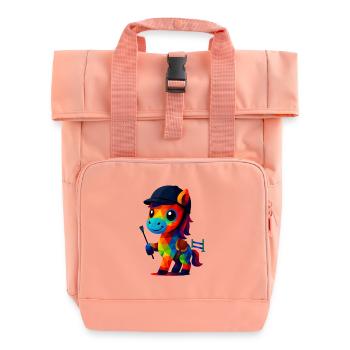 WPAP Polygon Kawaii Style Animal Bébé Cheval avec Casquette - Sac à dos Roll Top à deux anses - rose liberty - Devant