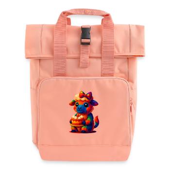 WPAP Polygon Kawaii Style Animals Baby Sheep (Lamb) - Roll Top Backpack with Two Handles - chintz rose - Front