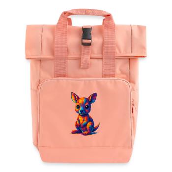 WPAP Polygon Kawaii Style Baby Kangaroo - Roll Top Backpack with Two Handles - chintz rose - Front