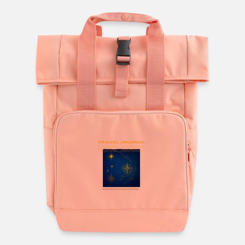 Nautisches Reisenotizbuch - Rolltop Rucksack mit zwei Griffen - Chintzrosa