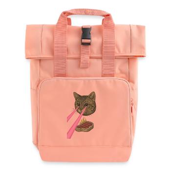 Laser Cat - Roll Top Backpack with Two Handles - chintz rose - Front
