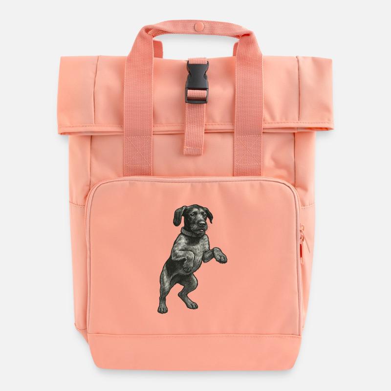 « Little Springer » - Chiot allemand à poil dur - Sac à dos Roll Top à deux anses - rose liberty