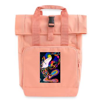 Brightly Colored Mystical Portrait - Roll Top Backpack with Two Handles - chintz rose - Front