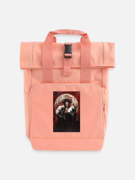 Mystische Zauberin mit Tierköpfen - Rolltop Rucksack mit zwei Griffen - Chintzrosa