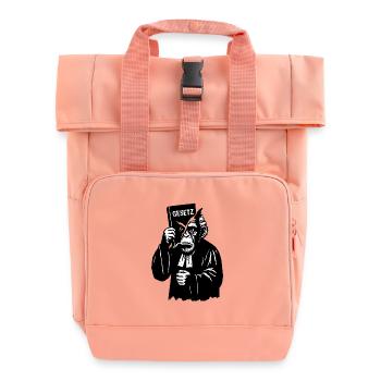 Humorvolle Affenrechts Parodie Illustration - Rolltop Rucksack mit zwei Griffen - Chintzrosa - Vorne