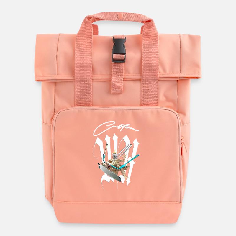 Mythical God Surfer - Roll Top Backpack with Two Handles - chintz rose