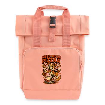 Need More Pizza Pup - Roll Top Backpack with Two Handles - chintz rose - Front
