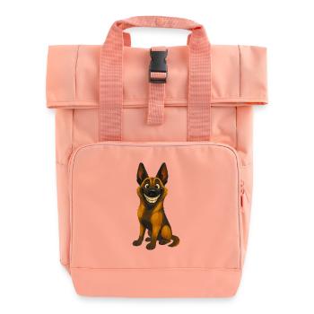 Grinsender Malinois Cartoon - Rolltop Rucksack mit zwei Griffen - Chintzrosa - Vorne