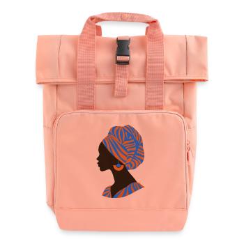 Africa African Woman Traditional Design - Roll Top Backpack with Two Handles - chintz rose - Front