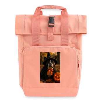 Halloween Dog in Witch Costume - Roll Top Backpack with Two Handles - chintz rose - Front