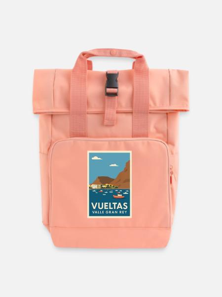 Vuelta Valle Gran Rey Küstenposter - Rolltop Rucksack mit zwei Griffen - Chintzrosa