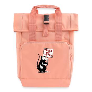 Ratte mit Schild Trust Me It’s True - Rolltop Rucksack mit zwei Griffen - Chintzrosa - Vorne