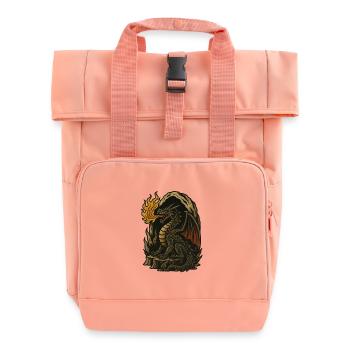 Flammender Drache - Rolltop Rucksack mit zwei Griffen - Chintzrosa - Vorne