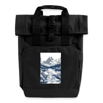 Illustration of a Mountain Landscape  - Sac à dos Roll Top à deux anses - noir - Devant