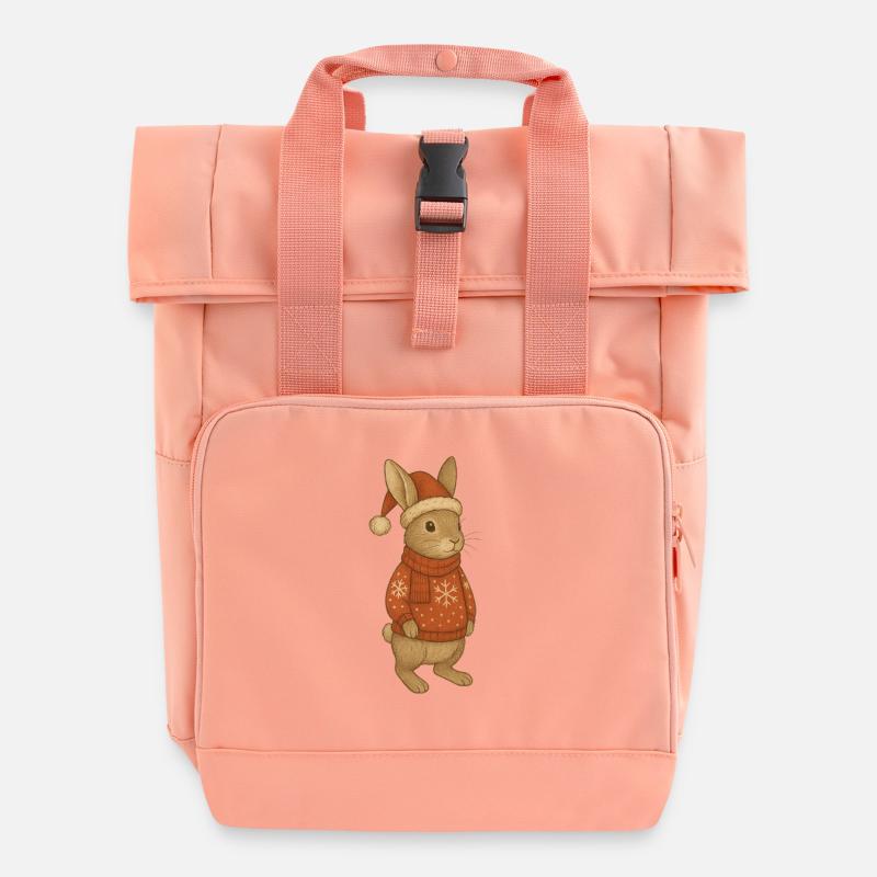 Hase_Weihnachten - Roll Top Backpack with Two Handles - chintz rose