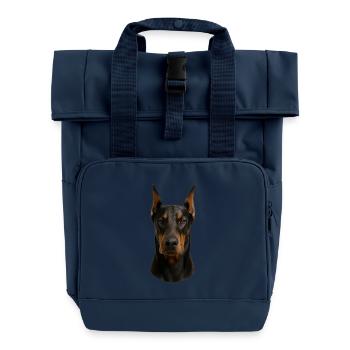 Portrait de tête de doberman - Sac à dos Roll Top à deux anses - bleu marine - Devant