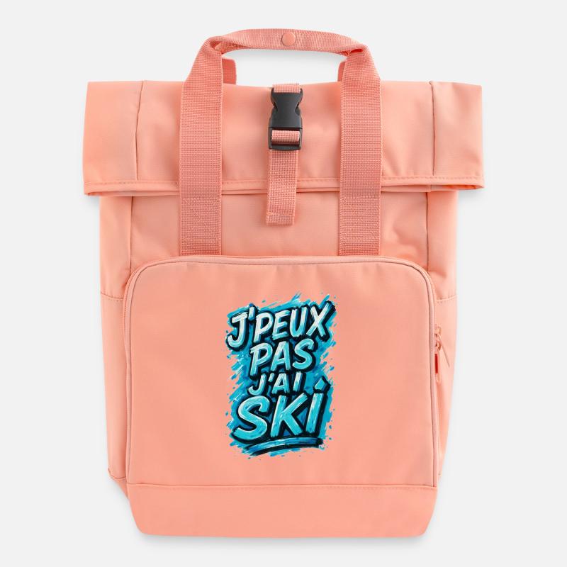 I can't I ski - Roll Top Backpack with Two Handles - chintz rose