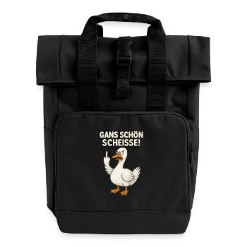 Gans Schön Scheiße - Rolltop Rucksack mit zwei Griffen - Schwarz - Vorne