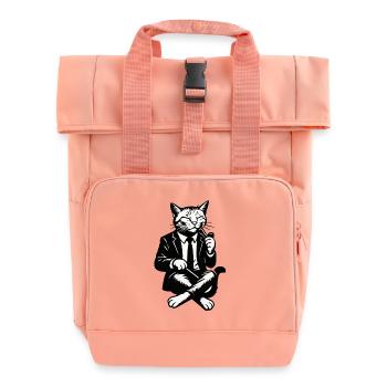 Cat in Suit Noir - Roll Top Backpack with Two Handles - chintz rose - Front