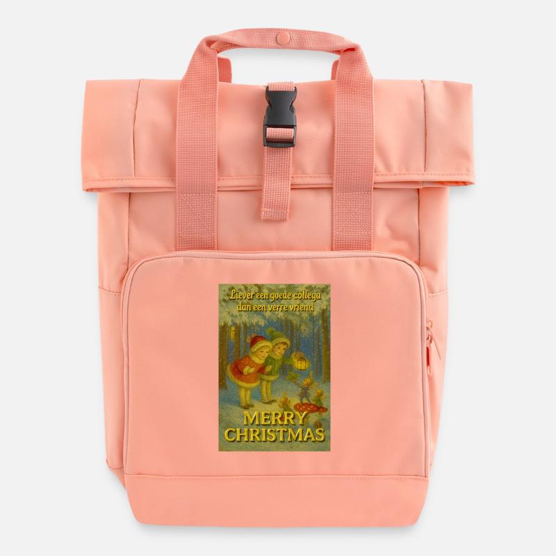 Christmas Collection: Friendship over Distance - Roll Top Backpack with Two Handles - chintz rose