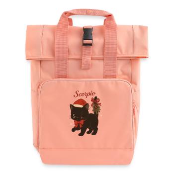 Scorpio-Katze im Festtagsglanz - Rolltop Rucksack mit zwei Griffen - Chintzrosa - Vorne