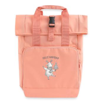 Feliz Navidad Schaf mit Weihnachtsbaum - Rolltop Rucksack mit zwei Griffen - Chintzrosa - Vorne