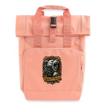 Bear with Equality for All - Roll Top Backpack with Two Handles - chintz rose - Front