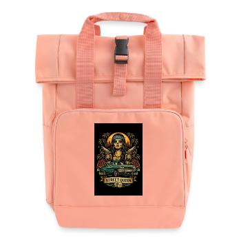 Straßenkönigin Día Muertos - Rolltop Rucksack mit zwei Griffen - Chintzrosa - Vorne