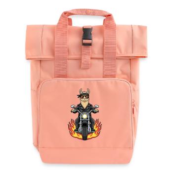 Cool Biker Llama Motorradflammen - Rolltop Rucksack mit zwei Griffen - Chintzrosa - Vorne