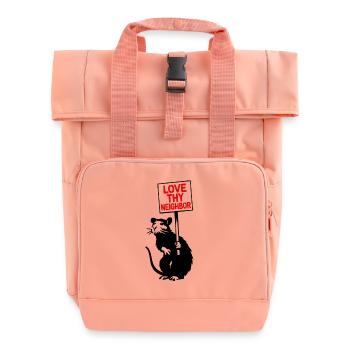 Liebe Deinen Nächsten Retro-Schrift - Rolltop Rucksack mit zwei Griffen - Chintzrosa - Vorne
