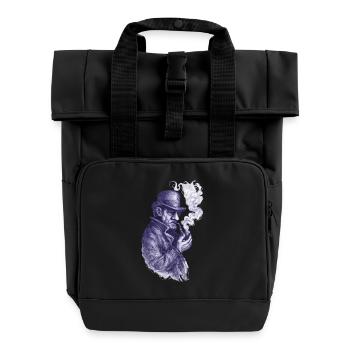 Pfeifenraucher Detektiv im Schatten - Rolltop Rucksack mit zwei Griffen - Schwarz - Vorne