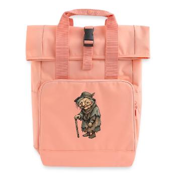 Alte Hexe mit Krücke | Oma - Rolltop Rucksack mit zwei Griffen - Chintzrosa - Vorne