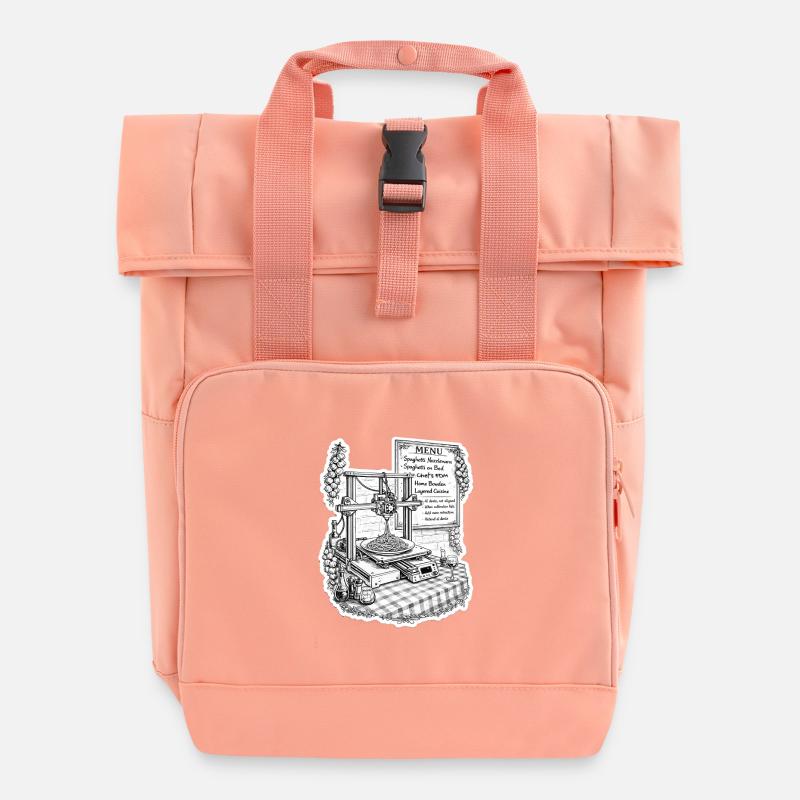 Spaghetti 3D Printer - Roll Top Backpack with Two Handles - chintz rose