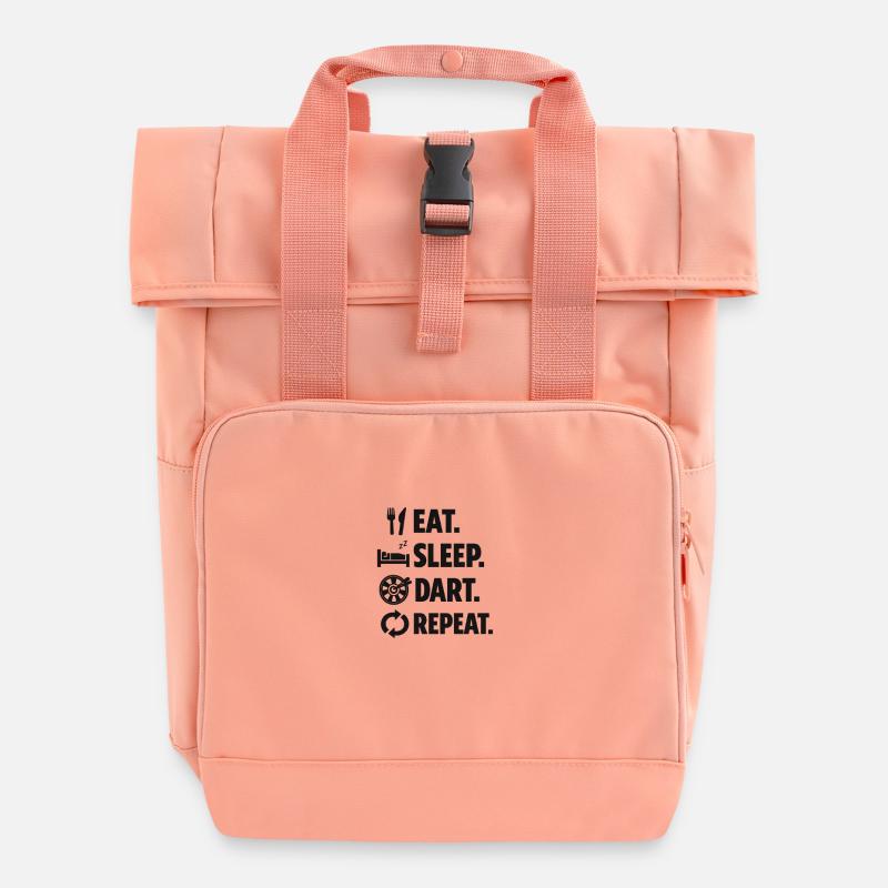 Eat Sleep Darts Repeat - Roll Top Backpack with Two Handles - chintz rose