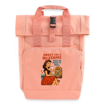 Sweet Milkshake & Rock n Roll: 50s Pin-Up Retro - Roll Top Backpack with Two Handles - chintz rose - Front