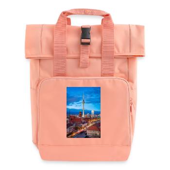 Berlin Skyline Evening Light - Roll Top Backpack with Two Handles - chintz rose - Front