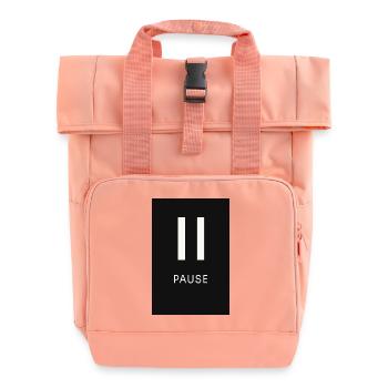 Pause Sign Minimal Black - Roll Top Backpack with Two Handles - chintz rose - Front