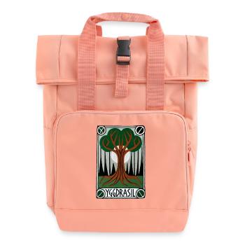 Yggdrasil Rune Tree Emblem - Roll Top Backpack with Two Handles - chintz rose - Front
