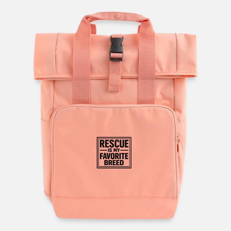 Rescue is My Favorite Breed - Roll Top Backpack with Two Handles - chintz rose