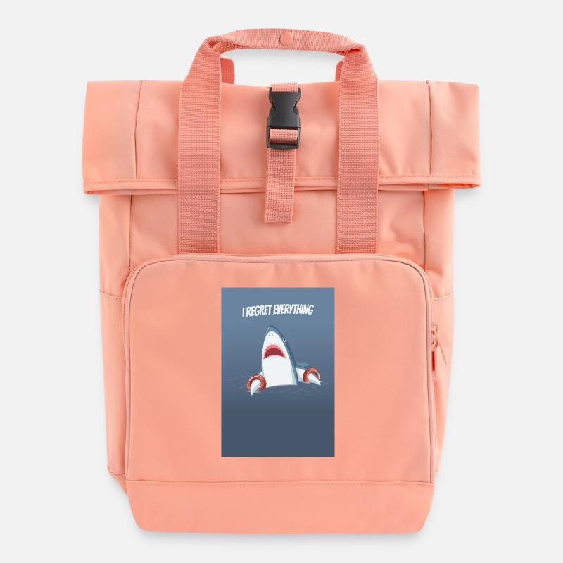 I Regret Everything Lustiger Hai Humor Spruch - Rolltop Rucksack mit zwei Griffen - Chintzrosa