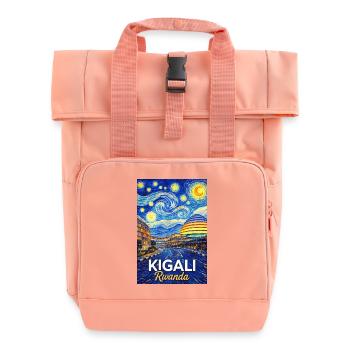 Kigali Rwanda Starry Night Skyline - Roll Top Backpack with Two Handles - chintz rose - Front