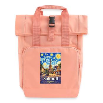 Solihull England City View - Roll Top Backpack with Two Handles - chintz rose - Front