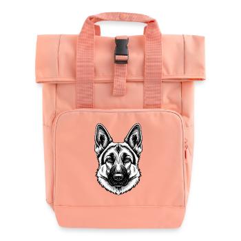 Inkline German Shepherd Head - Roll Top Backpack with Two Handles - chintz rose - Front