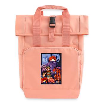 Japan Artistic Illustration – Mount Fuji Sun - Roll Top Backpack with Two Handles - chintz rose - Front