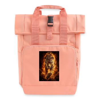 Inferno Leopard Feuer - Rolltop Rucksack mit zwei Griffen - Chintzrosa - Vorne