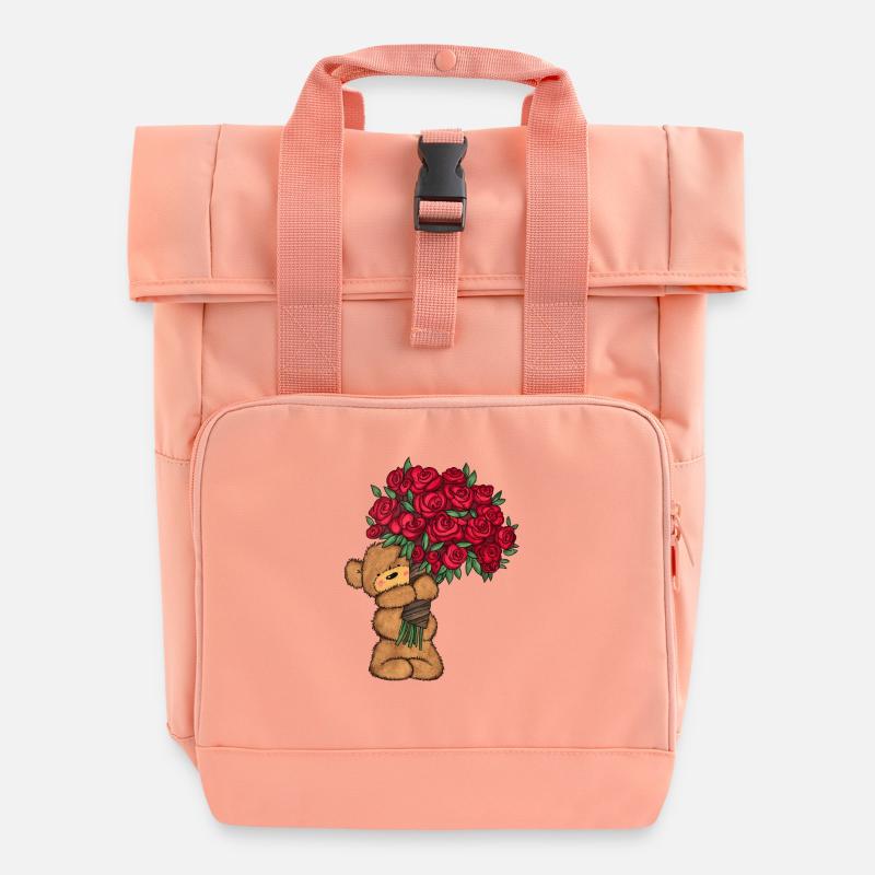 Baer_Blumen - Rolltop Rucksack mit zwei Griffen - Chintzrosa